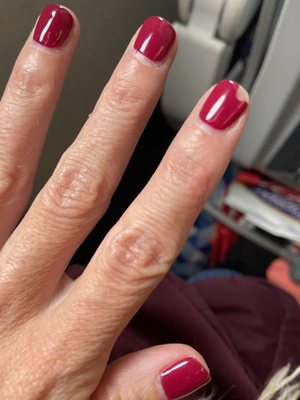 12 hours after getting a gel manicure done that I paid $36 for. Cheap poor quality.