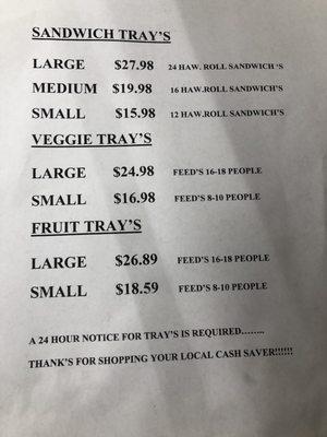 Pricing on our Deli Trays