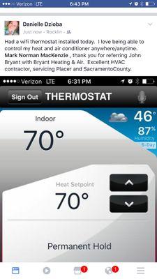 Wi-Fi thermostat Honeywell App