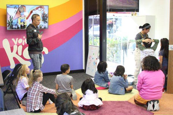 Mr. Steve and Kathie leading kids chapel