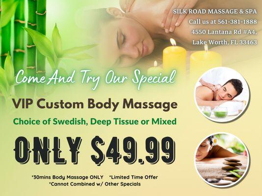 VIP Custom Body Massage ONLY $49.99