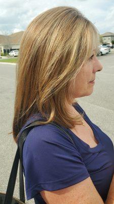 All over hair color root touch up and foil highlights