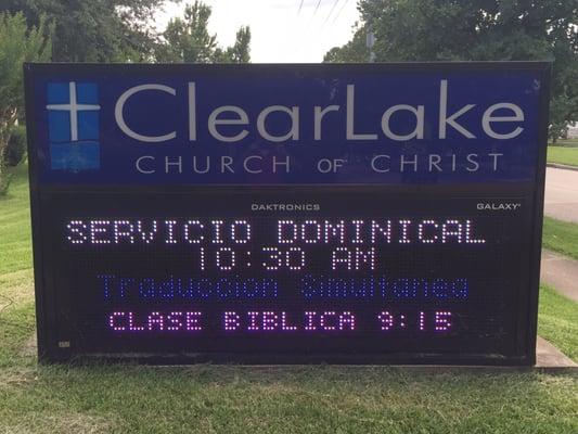 Every service is translated into Spanish as well as signed for the deaf