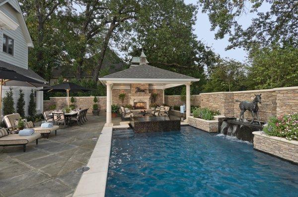 Custom designed swimming pools, cabanas, and pool houses