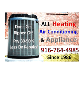 Save 35- 50% of repairs from All Heating Air Conditioning and Appliance Repair