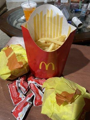 I ordered a large fry, Where are the fries.? ketchup for 3 meals, this is what I received. You would like to get what you paid for!