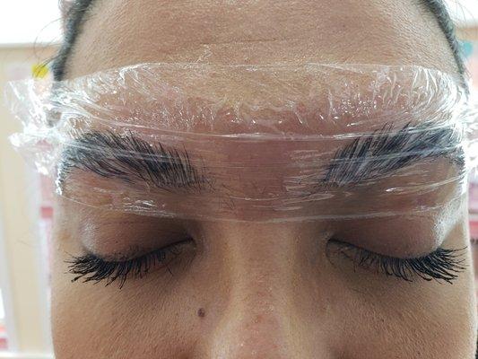 During brow lamination.