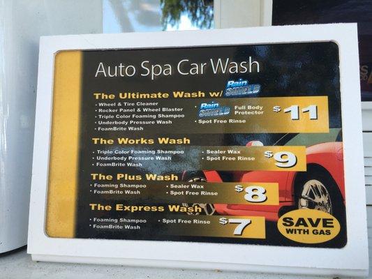 Carwash price as of August 2016