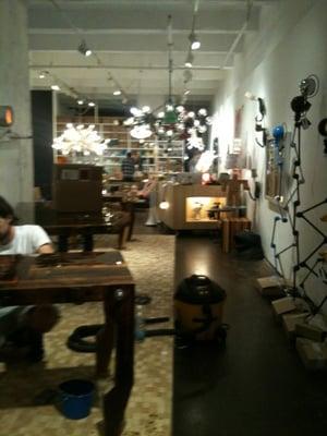 Nice guy working on the tables.  New Store in all its splendor.