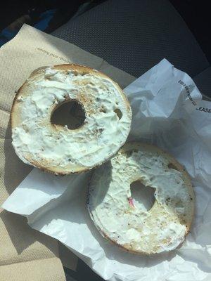 Zoom in and look at the bagel in the top left-hand corner. Towards the base of the bagel you can clearly see the long piece of plastic!