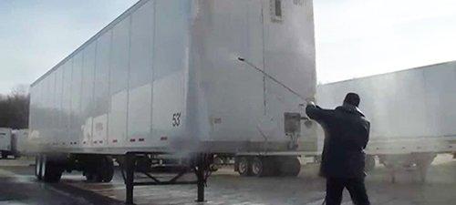 Pressure washing a trailer