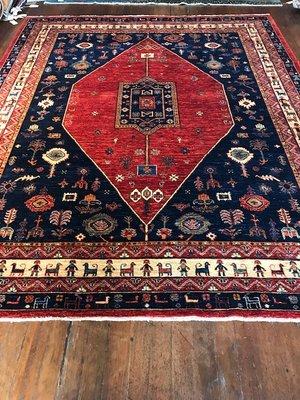 7'11 x 9'10 Baskshaish Folk Art Afghan Rug