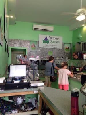 View of salad bar and yogurt machines