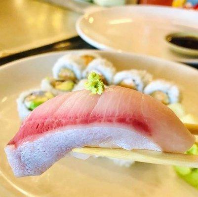 Simply fresh Hamachi "Yellowtail" Nigiri Mr San Sushi Best Sushi in West Hollywood CA