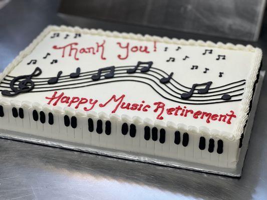 Retirement cake for a special pianist