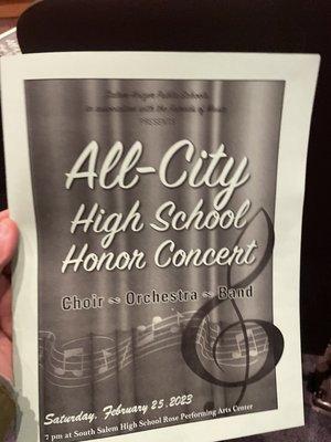 Z is performing in the All-City Honor Choir