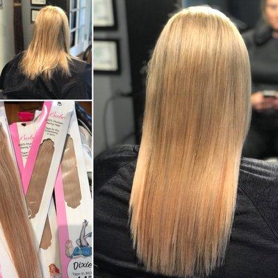 Tape in extensions. Before and after.