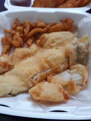 Fried haddock, fried clams and scallops