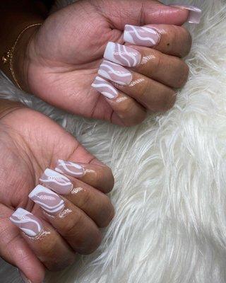 OPI: Baby Take a Vow with white abstract nails