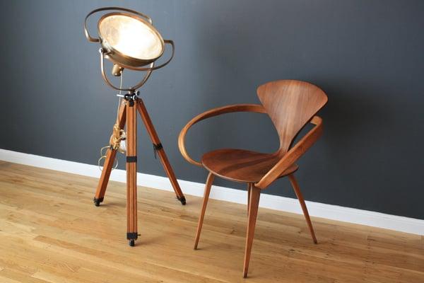 Cherner Pretzel Chair and Industrial Spotlight