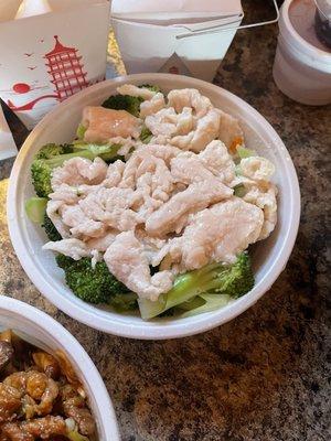 Steamed chicken and broccoli - side of garlic sauce was amazing!