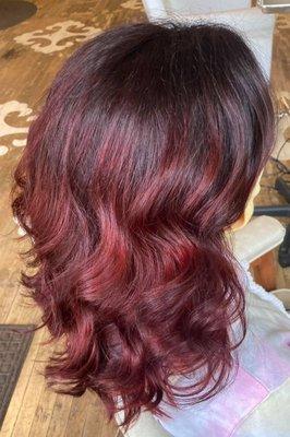 Red and black balayage