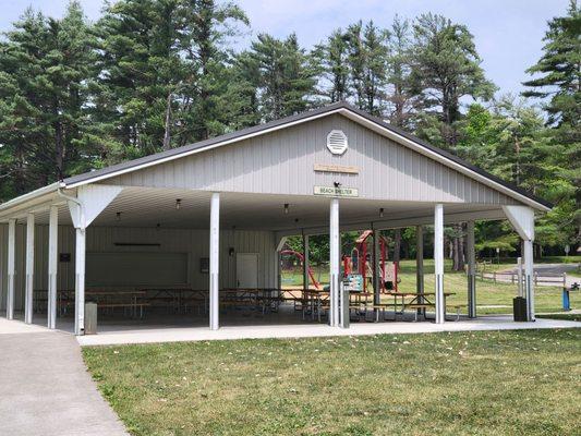 Shelter with tables