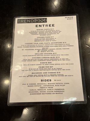 New menu (backside)