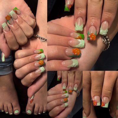 Summer inspired nails! $50 sets! $90 deal for lash,nails,and toes!