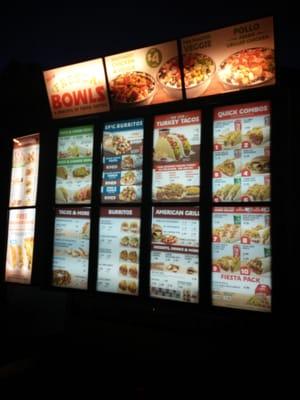 Drive through menu