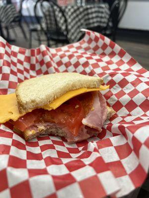 Kids half sandwich- ham and cheese with tomato (which were super fresh!)