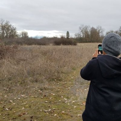 My sis snapping a photo of Mt McLaughlin!