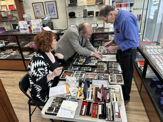 There I am with Al, a Bertram's employee, and David Silber, a vintage pen seller.