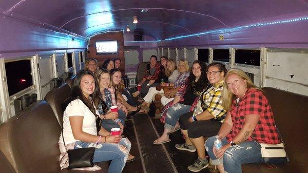 Night life party girls on the big party bus!