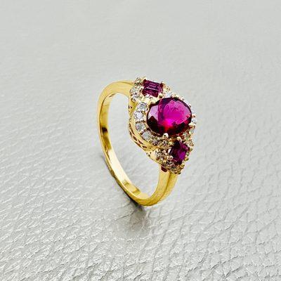 Pink Tourmaline, Ruby, Diamond Ring