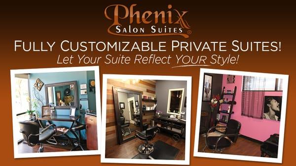 Phenix encourages Salon Professionals to fully customize their suites with paint, artwork, additional furniture or whatever else dream up!