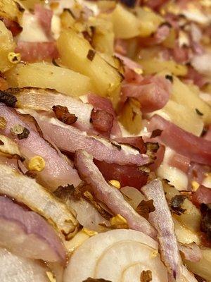 Ham pineapple and onion