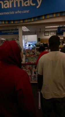 Long lines at pharmacy