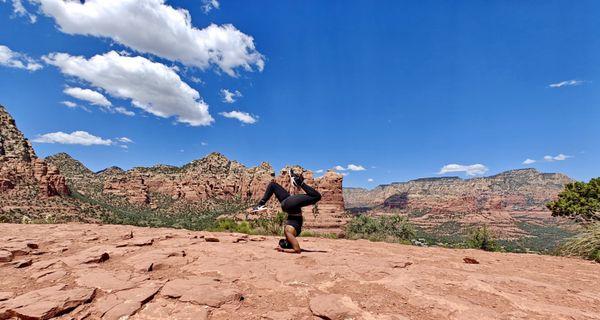 Reflecting upside down in Sedona. Join me here in 2024 for a yoga retreat