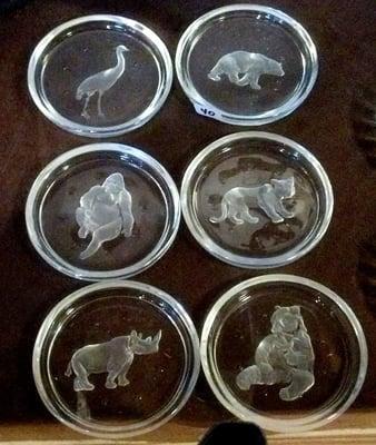 Lead crystal wildlife coasters