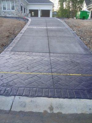 Stamped concrete driveway