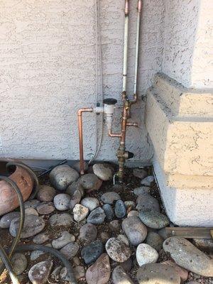 Repipes main line do to installing water softener.