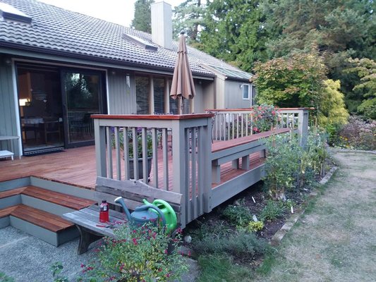 Freshly painted & stained deck.