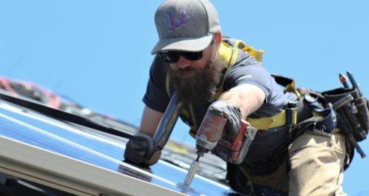 Solar panel installation on Treworgy Farm in Levant, Maine