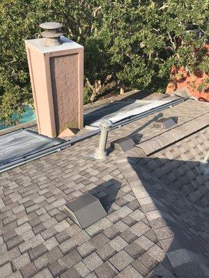 Finished roof, with solar water heater installed