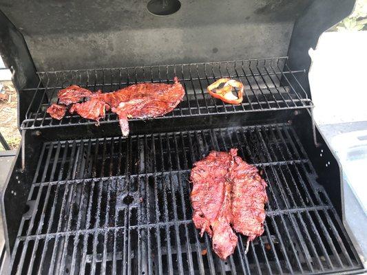 Carne Asada on the grill