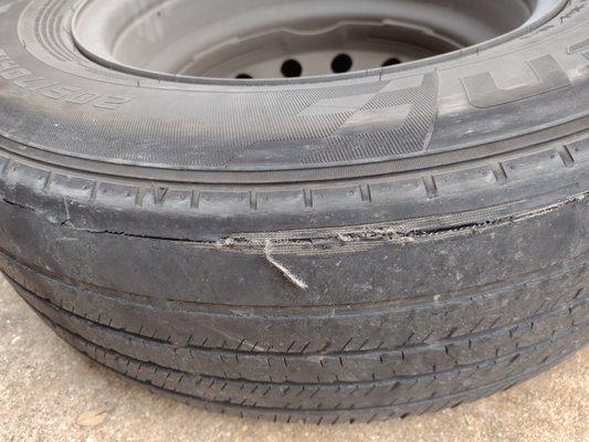 The tire that split on the way home from inspection.