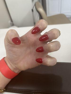 Red almond shape manicure