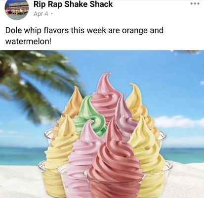 Dole whip flavors change and are posted on Facebook