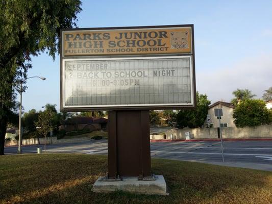 Welcome to Parks Junior High School in Fullerton.